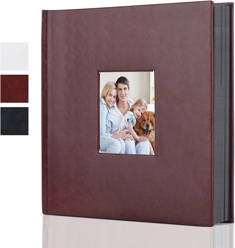 Let the Adventure Begin Leather Scrapbook Album DIY Set Scrap Book Album Hardcover Pictures Book 10.5"x10.5",DIY,Handmade for Anniversary,Family Memories,Couples,Friend&Baby,Accommodates 3x5 to 8x10 Photos (Leather-brown) - Image 1